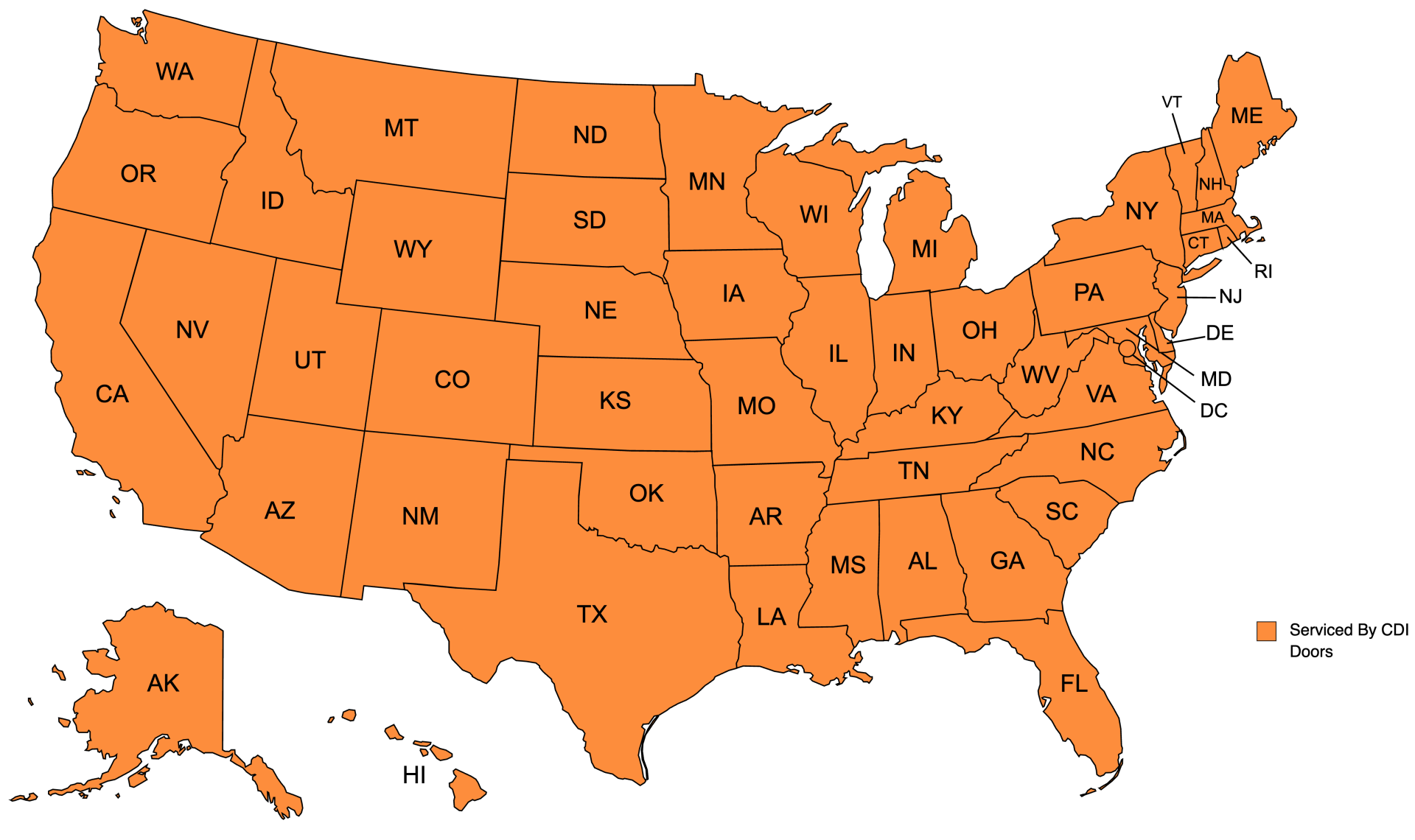 CDI Doors service area map