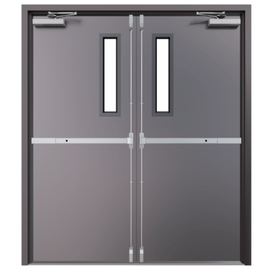double metal doors