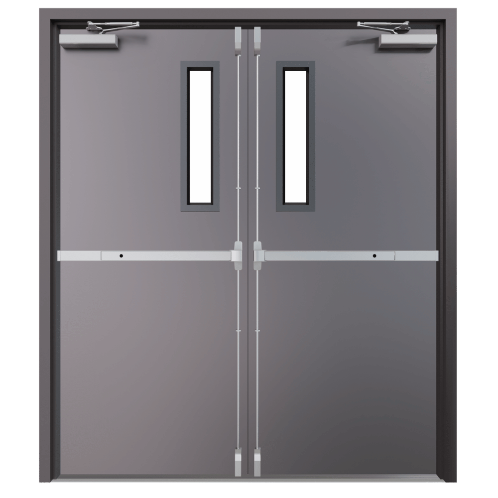 double metal doors